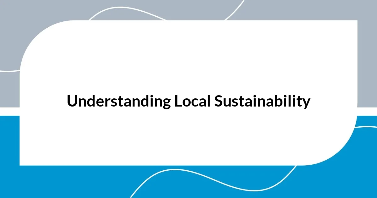 Understanding Local Sustainability