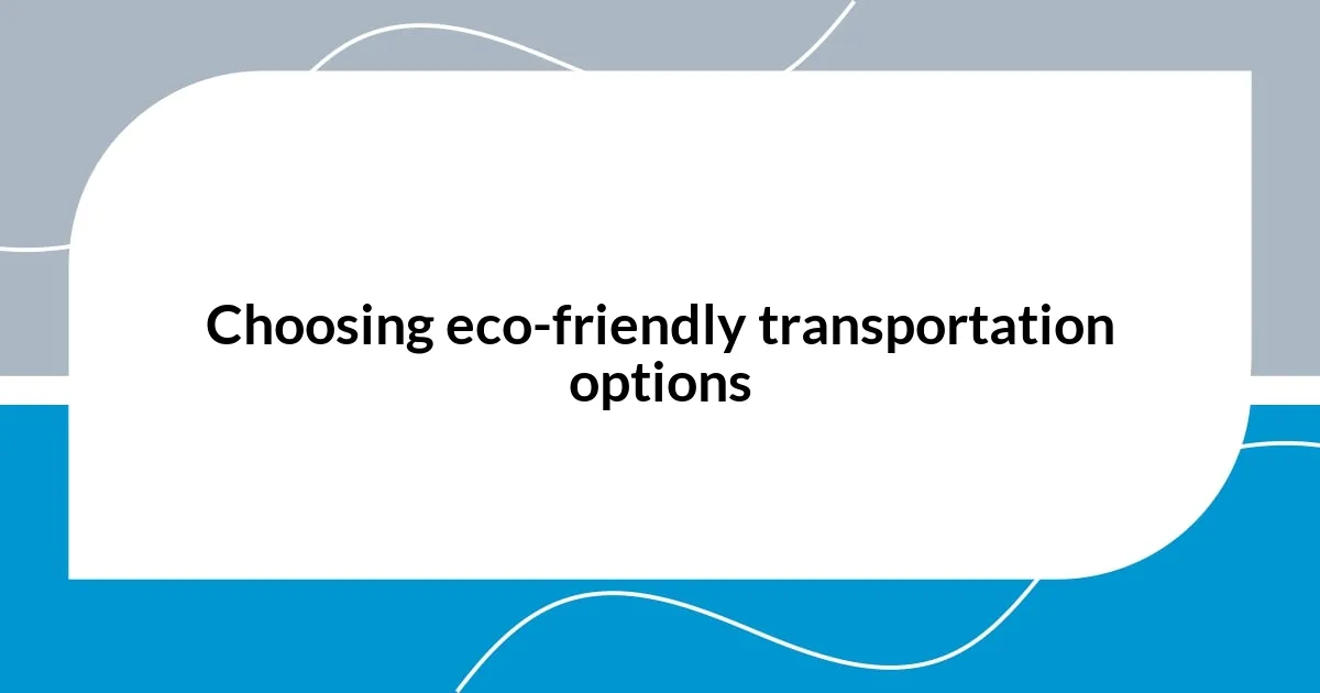 Choosing eco-friendly transportation options